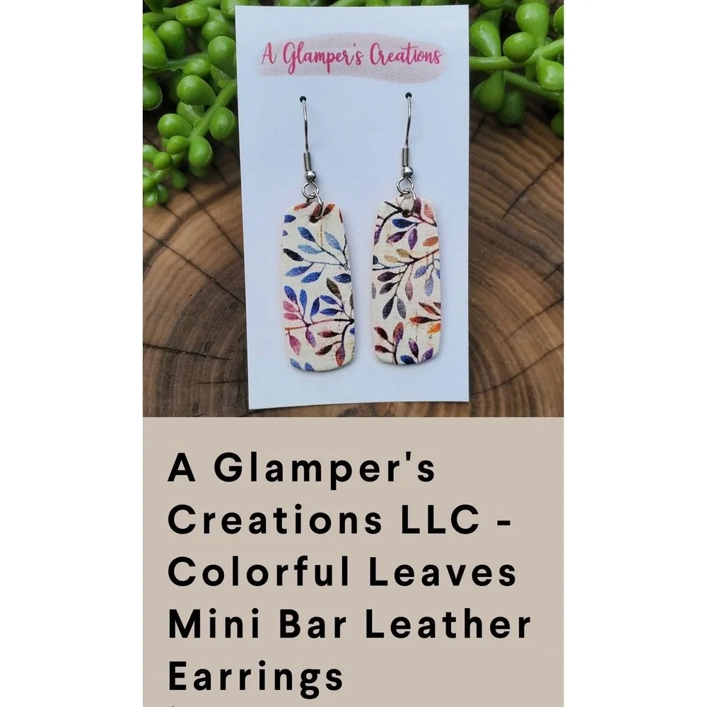 A Glamper's Creations Earrings Womens Multicolor NWT Cork Leather Mini Bar‎